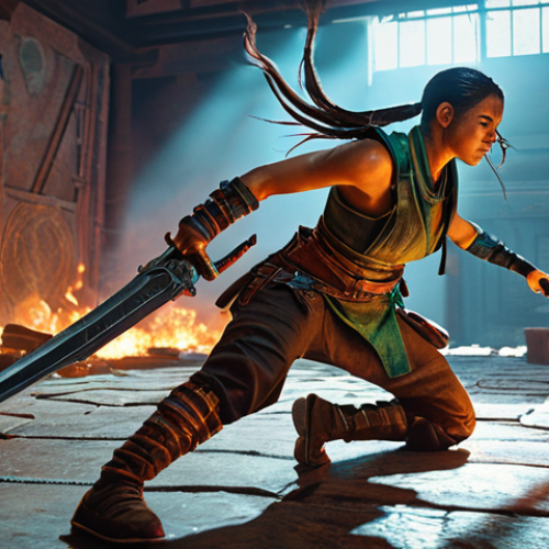 Home 6 **
Prompt: "Dynamic action scene featuring an Eternal Return character in a stylized combat pose. Emphasize strong lighting, detailed textures on clothing and weapons. Vibrant color palette, hints of the game's environment in the background."
**