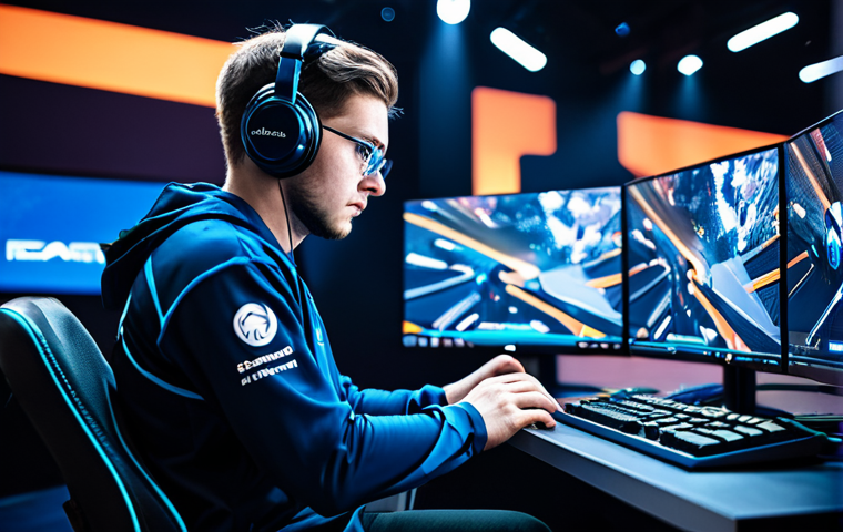 A focused professional esports athlete, wearing a modest, branded team jersey, seated at a high-tech ergonomic gaming station. Their hands are poised on a keyboard and mouse, demonstrating intense concentration and strategic planning. The background features a blurred, futuristic esports arena with abstract, non-specific holographic game data displays and cool-toned lighting, emphasizing a clean and professional competitive environment.
    *   **Safety & Quality:** safe for work, appropriate content, fully clothed, professional dress, perfect anatomy, correct proportions, natural pose, well-formed hands, proper finger count, natural body proportions, high quality, professional photography.