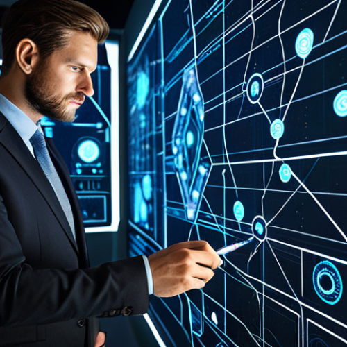 Home 28 A focused professional strategist, dressed in a modest business suit, intently studying a large interactive holographic map. The map displays intricate routes, diverse resource icons, and stylized representations of creature spawn points, illuminating a futuristic control room environment. The strategist holds a stylus, meticulously planning optimal pathways. Professional photography, high detail, sharp focus, fully clothed, appropriate attire, safe for work, perfect anatomy, correct proportions, natural pose, well-formed hands, proper finger count, natural body proportions.