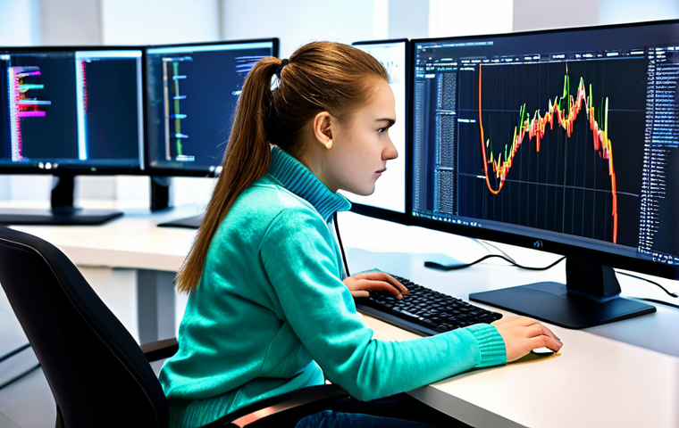 이터널리턴 최고의 유저 제작 콘텐츠 - **
A young woman, a skilled programmer, working on a complex coding project at a modern, brightly l...