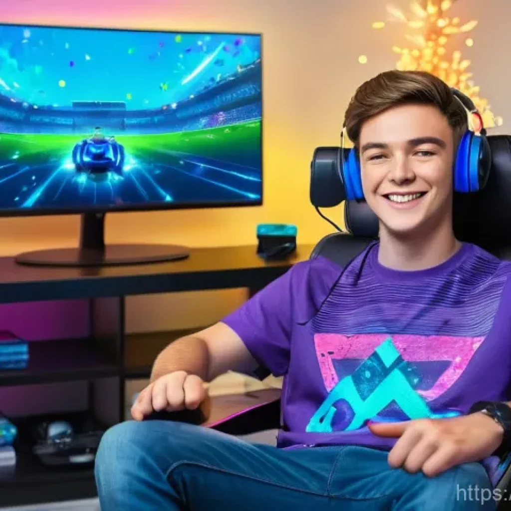 이터널리턴 커뮤니티 이벤트 활용법 - **Gamer's Triumph Moment**: A young male gamer, mid-20s, with short, styled hair, wearing a vibrant ...