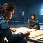 이터널리턴 맵 숨겨진 지역 - **Prompt 1: Early Game Scavenging and Swift Crafting**
    "A dynamic scene inside a bustling, sligh...