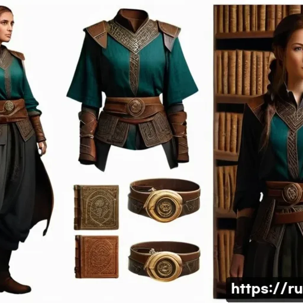 이터널리턴 캐릭터 코스튬 평가 - **"Echoes of Ancient Lore" - Intricate Adventurer** A female fantasy adventurer, in her late 20s...