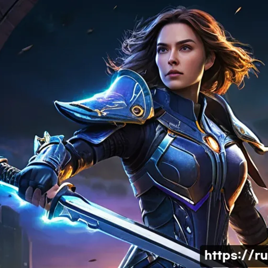 이터널리턴 랭크 시스템 공략 - **Dynamic Dual Sword Master in Action:** A full-body, dynamic action shot of Blair from Eternal ...