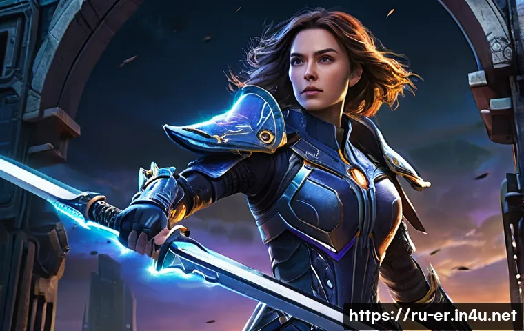이터널리턴 랭크 시스템 공략 - **Dynamic Dual Sword Master in Action:** A full-body, dynamic action shot of Blair from Eternal ...
