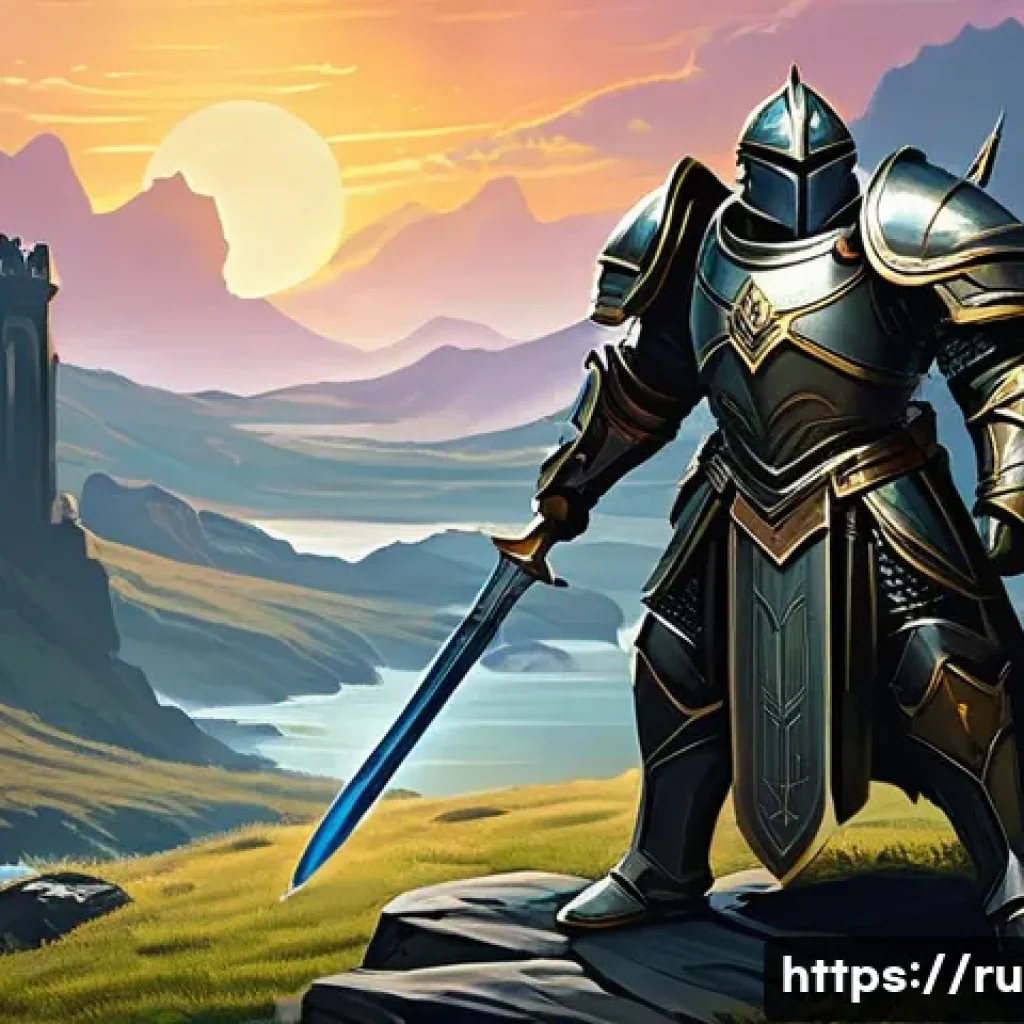 이터널리턴 캐릭터 선택의 디테일 - **Prompt:** A dynamic, full-body illustration of four distinct fantasy characters. One character is ...