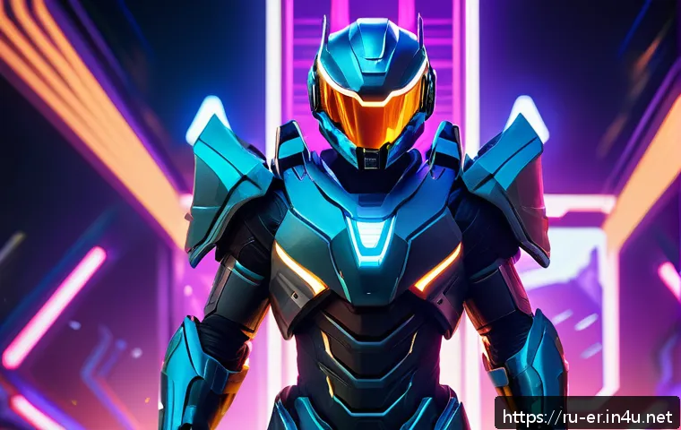 이터널리턴 공식 채널 구독 혜택 - A futuristic esports character wearing exclusive, visually striking skins with glowing accents and d...