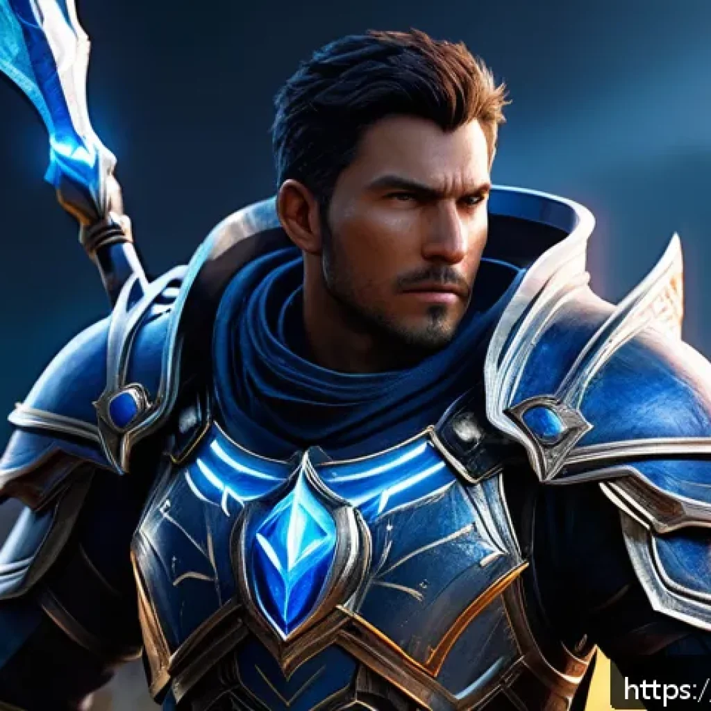 이터널리턴 신규 캐릭터 활용법 - A detailed fantasy hero character standing confidently on a battlefield at dusk, wearing intricate a...