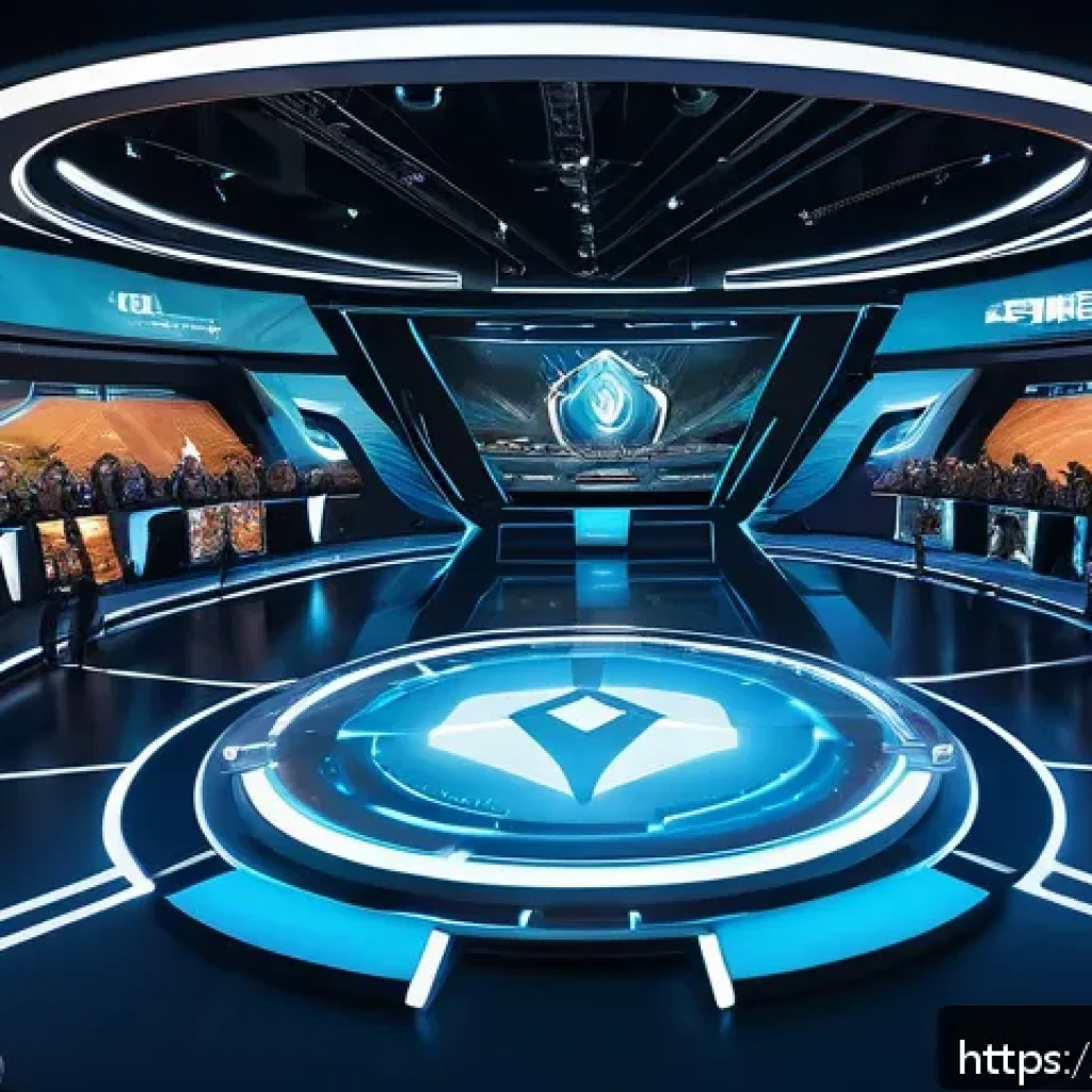 이터널리턴 리그 시스템 이해하기 - A dynamic and intense competitive gaming scene set in a futuristic battle arena inspired by Eternal ...