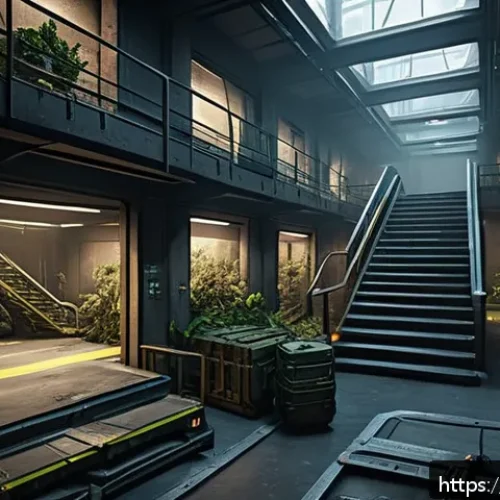 Home 33 이터널리턴 아카이브 활용법 - A highly detailed tactical battlefield scene inside a multi-level archive building featuring narrow ...