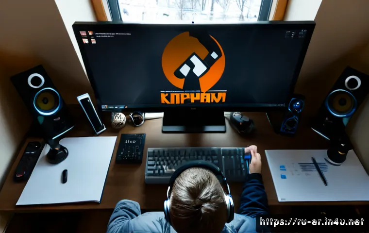 Home 30 이터널리턴 유저 창작 콘텐츠 홍보 - Photorealistic overhead view of a Russian gaming content creator’s tidy apartment desk in Moscow, ed...