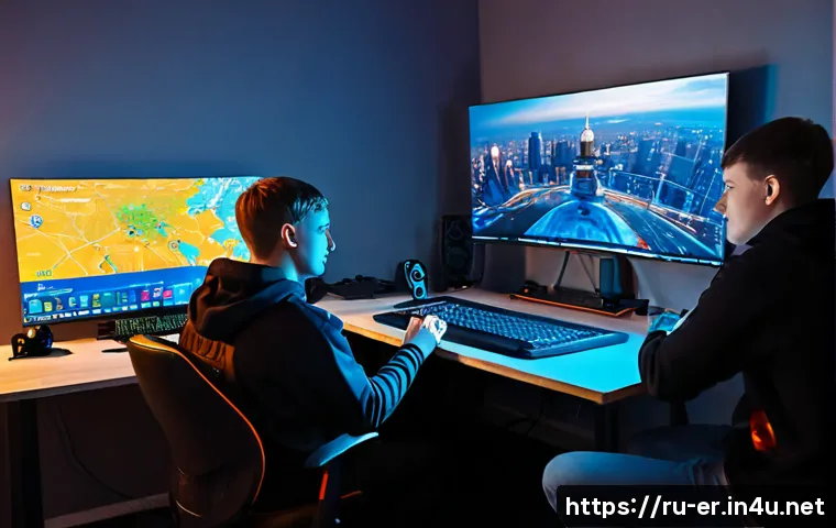Home 17 이터널리턴 팀워크 전략 비교 - Photorealistic esports teamwork strategy comparison, four young adult gamers in a modern Moscow apar...